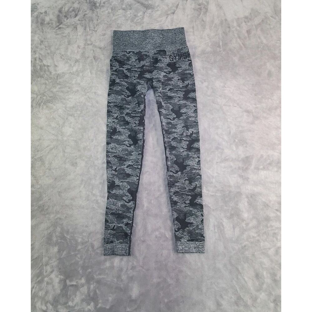 Gymshark Sz XS Or S Adapt Black Gray Camo Leggings Activewear Workout C30-13